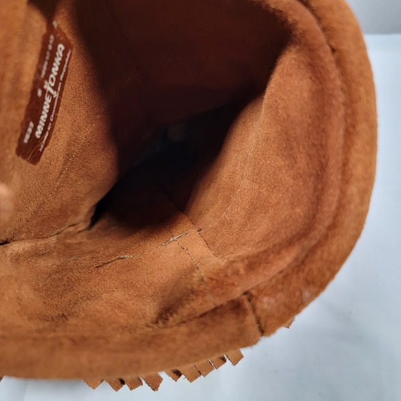 Womens Size 8 MinneTonka Fringed Suede Leather 3 Row Fringe Brown Moccasins Boot - Picture 7 of 8